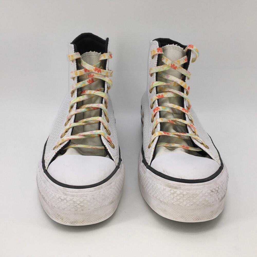 Converse CTAs Hi Lift Paint Splatter Platform Sneakers Womens 9 White Art Chunky - Picture 2 of 10